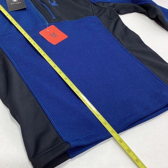 Spyder Jacket Pullover Blue Black Quarter Zip Textured M NWT - Picture 7 of 8
